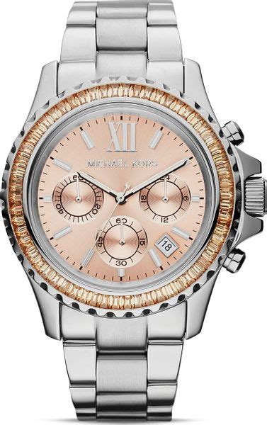 michael kors runway silver tone stainless steel chronograph glitz watch|Michael Kors slim runway watch.